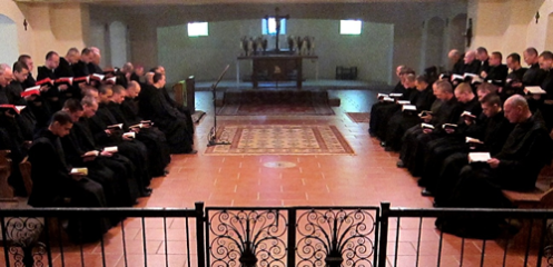 The monks of Our Lady of the Annunciation of Clear Creek at prayer